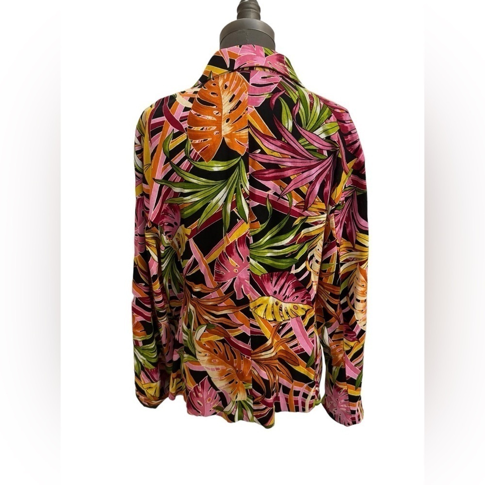 Ashley Stewart Linen Blazer Tropical Print Size 14 - Picture 4 of 11